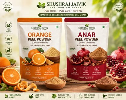 Shushraj Jaivik Orange & Anar Peel Powder Combo (80g each)
