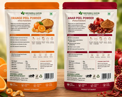 Shushraj Jaivik Orange & Anar Peel Powder Combo (80g each)
