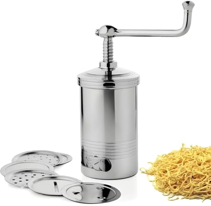 Stainless Steel Kitchen Sev Sancha Machine with 15 Interchangeable Jali Discs | Heavy Duty Murukku Maker | Chakli Press | Noodle, Sev & Snack Maker (Original)