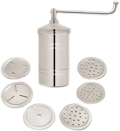 Stainless Steel Kitchen Sev Sancha Machine with 15 Interchangeable Jali Discs | Heavy Duty Murukku Maker | Chakli Press | Noodle, Sev & Snack Maker (Original)