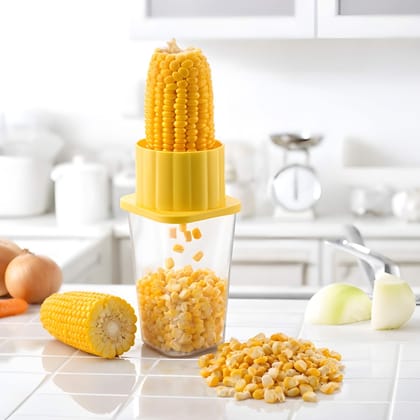Corn Stripper Tool | Stainless Steel Corn Kernel Remover | Sweet Corn Cutter & Peeler | Manual Corn Cob Stripper with Collection Cup | Kitchen Corn Peeling Tool (Original)