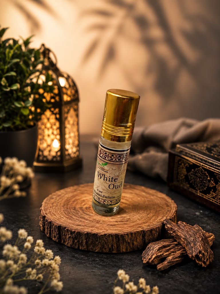 Kannauj Attar Perfume White Oud Roll on  Alcohol free- 6Ml