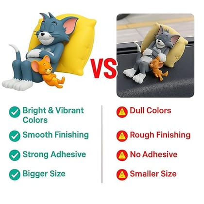 DETACHI Car Dashboard Toy Showpiece Cute Sleeping T and J Figurine Car Decoration Accessories, Interior Dashboard Decor