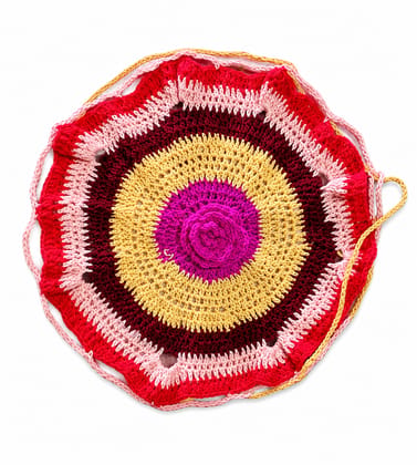 Handmade Crochet Mandala Doily - Colorful Table Mat