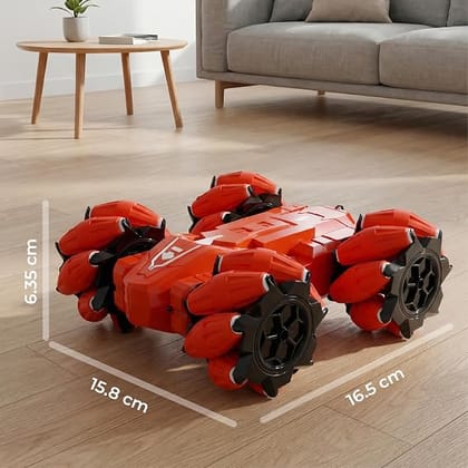 Lifelong Remote Control Drift Car Red | 4×4 Stunt Car with Rechargeable Battery | Double-Sided High Speed 360° Rotating Flip Action | Shockproof & BIS Approved RC Car Toy for Kids 3–12 Yrs