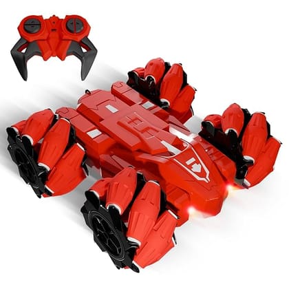 Lifelong Remote Control Drift Car Red | 4×4 Stunt Car with Rechargeable Battery | Double-Sided High Speed 360° Rotating Flip Action | Shockproof & BIS Approved RC Car Toy for Kids 3–12 Yrs