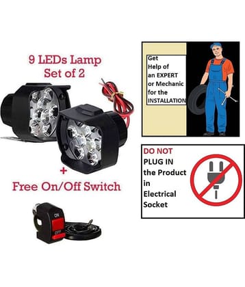 Stylopunk  Bike 9 LED 10W Fog Light For Two Wheelers - Set of 2 (On/Off Switch Free)- Please Use Expert for Installation