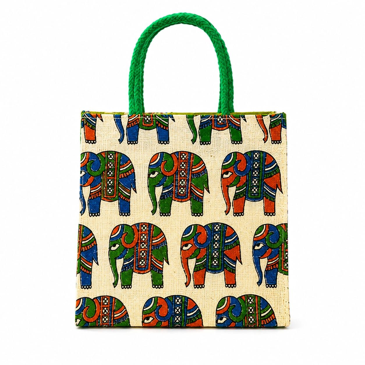 Jute Bag With Elephant Motifs (S)