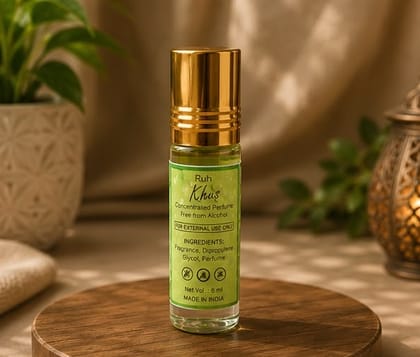 Kannauj Attar Perfume-Ruh Khus- roll on  Alcohol free- 6Ml