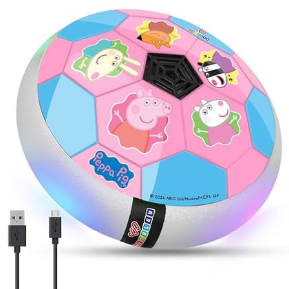 Wembley Peppa Pig Rechargeable Hover Football for Kids Toys for 2+ Years Old Boy | LED Light Air Football Soccer Ball with Soft Foam