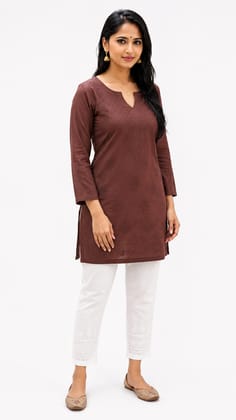 Mrs Right Women's Premium Malmal Cotton Handcrafted Chikankari Kurti Pant Set | Short Kurta with Embroidered Pants | Casual, Festive & Office Wear