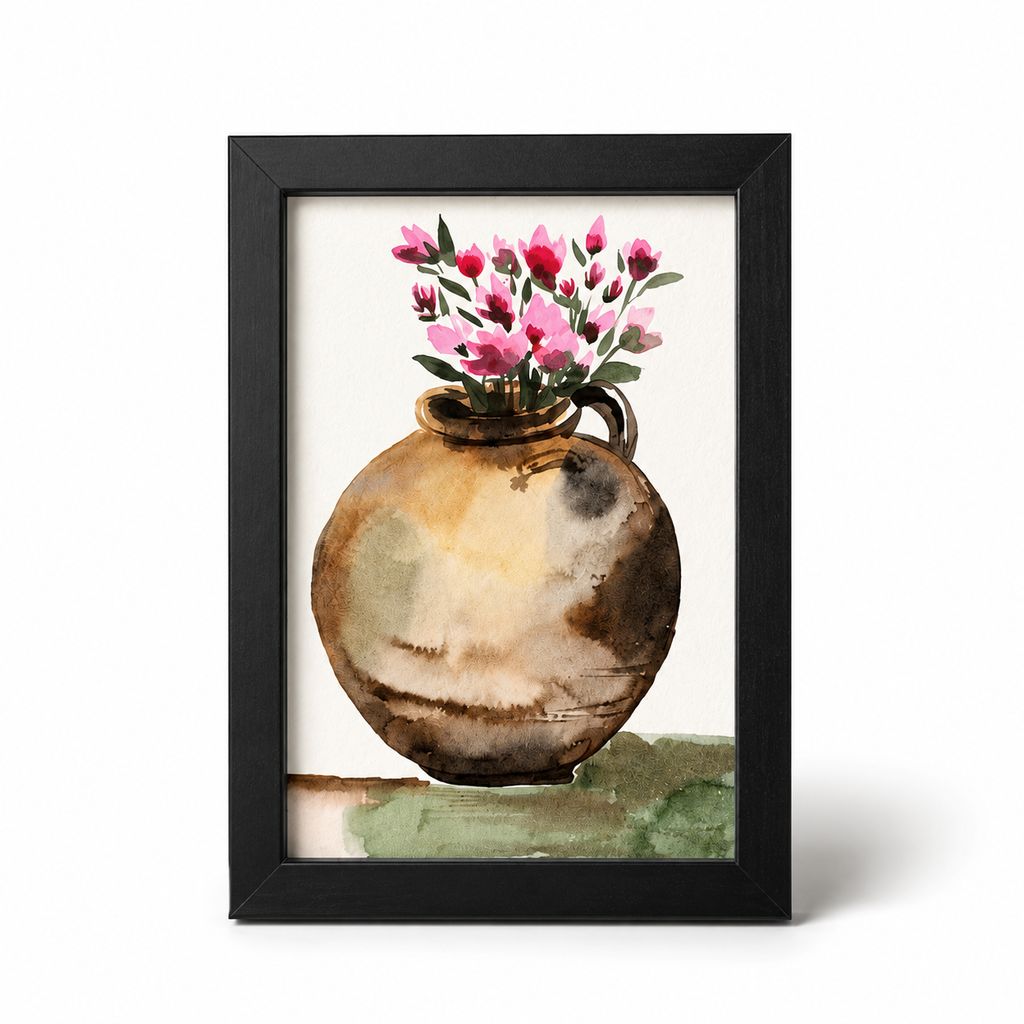 ARTDORA Handmade Floral Vase Watercolor Painting | Premium Framed Wall Art | Botanical Home Décor | Living Room, Bedroom & Office Decoration | Elegant Gift