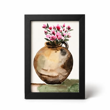 ARTDORA Handmade Floral Vase Watercolor Painting | Premium Framed Wall Art | Botanical Home Décor | Living Room, Bedroom & Office Decoration | Elegant Gift