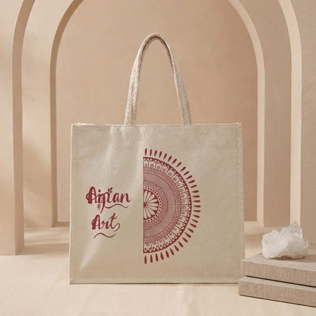 Uttarakhand Aipan Artisan-Made Canvas Handbag