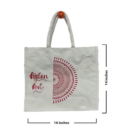 Uttarakhand Aipan Artisan-Made Canvas Handbag