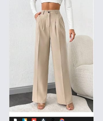 Broadstar Pack of 1 Polyester Straight Women's Casual Pants ( Beige )