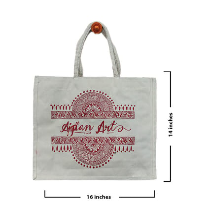 Uttarakhand Aipan Hand Painted Canvas Tote Bag