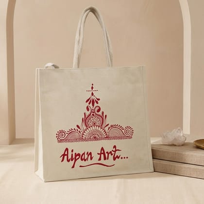 Uttarakhand Aipan Artisan-Made Canvas Handbag