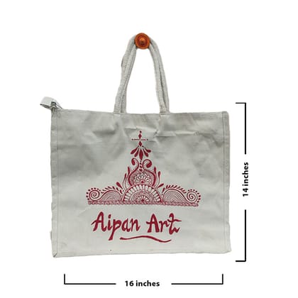 Uttarakhand Aipan Artisan-Made Canvas Handbag