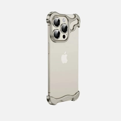 iPhone 15 Pro Bumper Case: Minimalist Titanium Metal Frame with Camera Rings-Natural Titanium