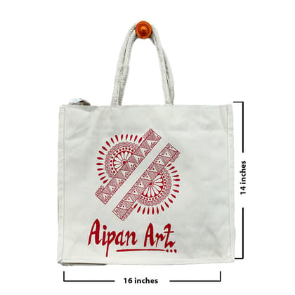 Uttarakhand Aipan Artisan-Made Canvas Handbag
