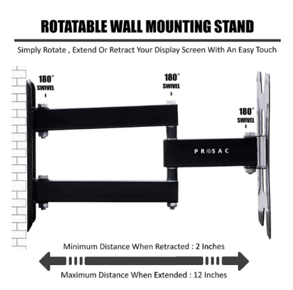Universal Adjustable Full Motion TV Wall Mount Stand for 32-43-55 Inch TVs |Full Motion Swivel & Tilt Design | Extendable Arm | Heavy Duty Metal Motion Stand