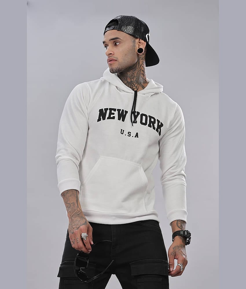 FABRIPPLE Fleece Hooded Men's Sweatshirt - White ( Pack of 1 )