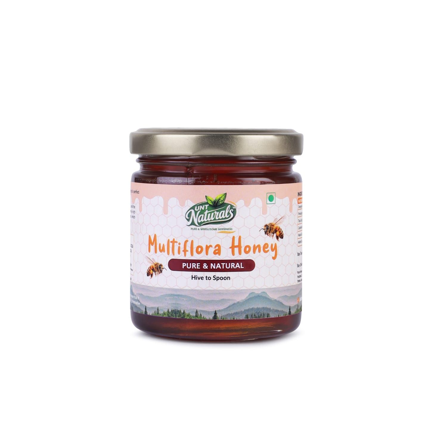 UNT Naturals Multiflora Honey 250g- Raw & Natural Honey- Pure, Unfiltered, Unprocessed Shahad- No Added Sugar- Naturally Contains Enzymes & Antioxidant- Ideal for Cooking, Baking & Daily Use