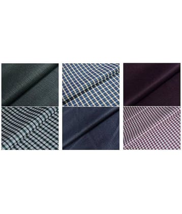 Gwalior Suiting Shirting Multi Poly Blend Unstitched Shirts & Trousers 3 Trouser And 3 Shirt Pcs