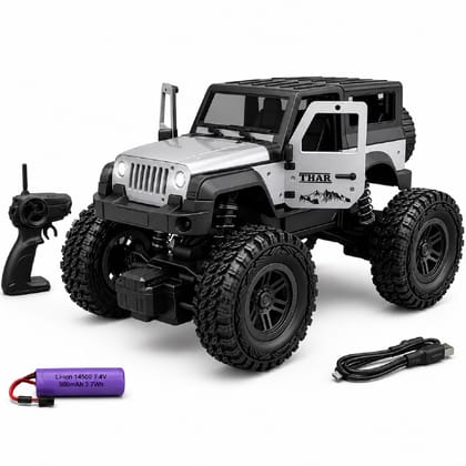 KTRS Enterprise RC Thar Off Road 4WD Remote Control Car for Kids | 2.4GHz High Speed Rock Crawler | Rechargeable Battery, USB Charging, Big Rubber Tires, Shock Absorbers | Yellow | Ages 6+