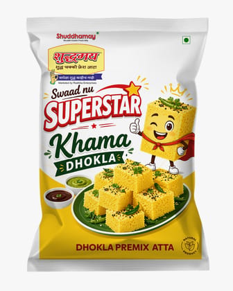 Swaad Nu Superstar-Khaman Dhokla|500gms | Easy Mix & Cook | Healthy Protein-Rich Flour | Authentic Taste | Soft & Spongy Snack Premix 