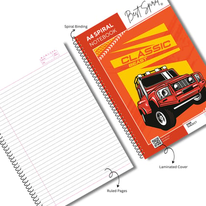 Best Spiral A4 Spiral Notebook 200 Pages Ruled - Pack of 1