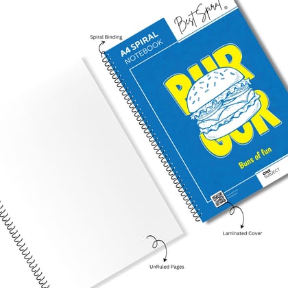 Best Spiral A4 Spiral Notebook 200 Pages Unruled - Pack of 1