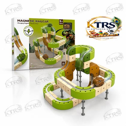 KTRS Enterprise Magnetic Railcar Dinosaur Track Set | 59 PCS DIY Magnetic Building Blocks | USB Rechargeable Dinosaur Car | 3D Loop Track Construction Toy | STEM Learning Toy for Kids Age 3+