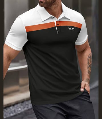 Eyebogler Pack of 1 Cotton Blend Regular Fit Colorblock Half Sleeves Men's Polo T Shirt ( White )