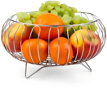 Premium Stainless Steel Wire Fruit Basket | Multipurpose Kitchen Fruit & Vegetable Storage Basket | Modern Metal Fruit Bowl for Dining Table & Counter top (Original)