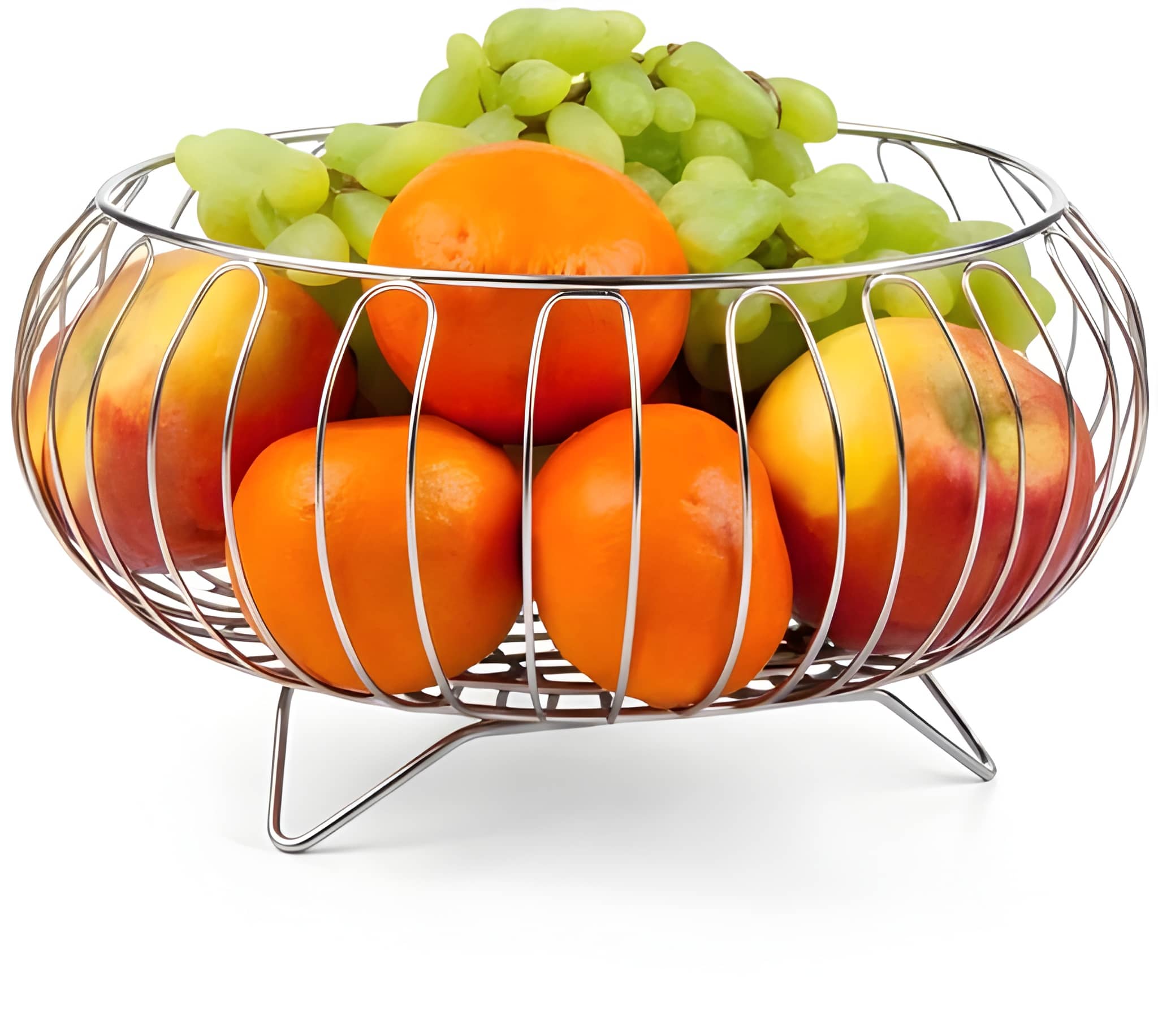 Premium Stainless Steel Wire Fruit Basket | Multipurpose Kitchen Fruit & Vegetable Storage Basket | Modern Metal Fruit Bowl for Dining Table & Counter top (Original)