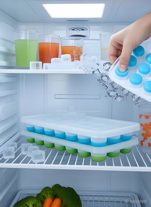 Premium Silicone Ice Cube Tray with Lid | Easy Release Flexible Ice Mold | Food Grade Freezer Ice Cube Maker Tray for Drinks, Juice & Cocktails