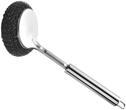 Stainless Steel Kitchen Cleaning Brush with Steel Wire Scrubber | Long Handle Dish washing Scrub Brush | Heavy Duty Pot, Pan & Utensil Cleaning Tool (Original)