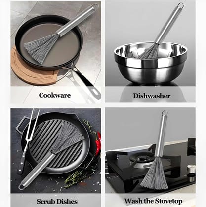Flexible Stainless Steel Kitchen Cleaning Brush | Heavy Duty Non-Slip Handle Pot & Pan Scrubber | Multipurpose Dish, Utensil & Sink Cleaning Brush | Pack of 1 (Original)