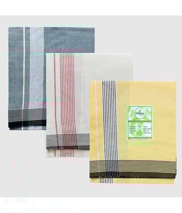 Feather Green - Multicolor Cotton Mens Lungi ( Pack of 3 ) - None