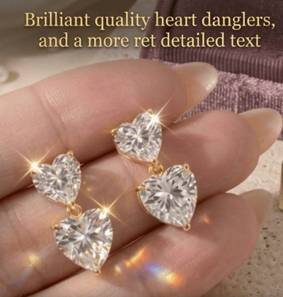 Elegant Heart Drop Earrings for Women & Girls | Luxury Solitaire Crystal Heart Dangle Earrings | Gold Finish Party Wear Jewellery Pair of 1
