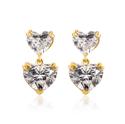 Elegant Heart Drop Earrings for Women & Girls | Luxury Solitaire Crystal Heart Dangle Earrings | Gold Finish Party Wear Jewellery Pair of 1