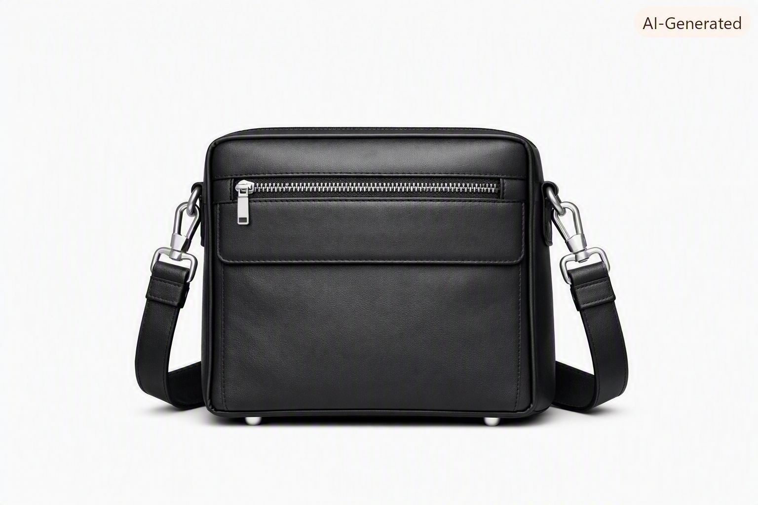 Premium Blue Leather Crossbody Messenger Bag