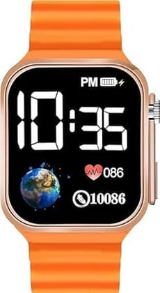 T800 Ultra Smart Watch with Orange Strap, Bluetooth Connectivity, Fitness Tracking, HD Display