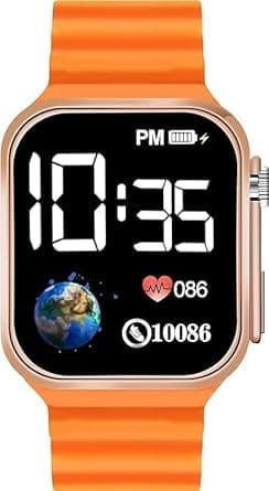T800 Ultra Smart Watch with Orange Strap, Bluetooth Connectivity, Fitness Tracking, HD Display