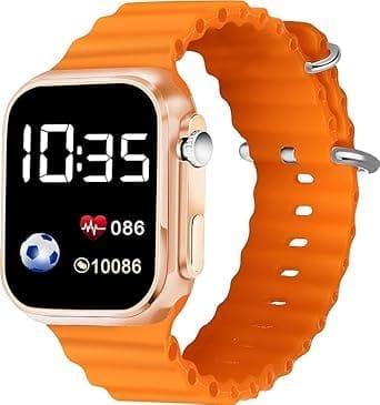 T800 Ultra Smart Watch with Orange Strap, Bluetooth Connectivity, Fitness Tracking, HD Display