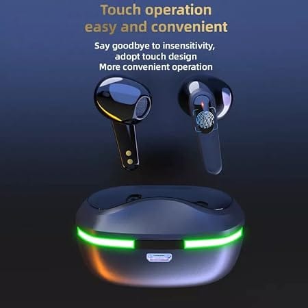 Pro60 TWS Wireless Earbuds with LED Breathing Light - Low Latency Gaming Headphone with Mic, Hands-Free Earphones
