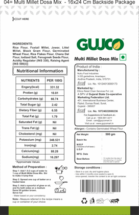 GUJCO Multi Millet Dosa Mix 500g