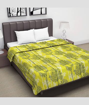 DIVINE CASA Double Cotton Yellow Floral Dohar